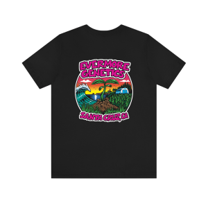 Evermore Genetics Santa Cruz graphic on black T-shirt
